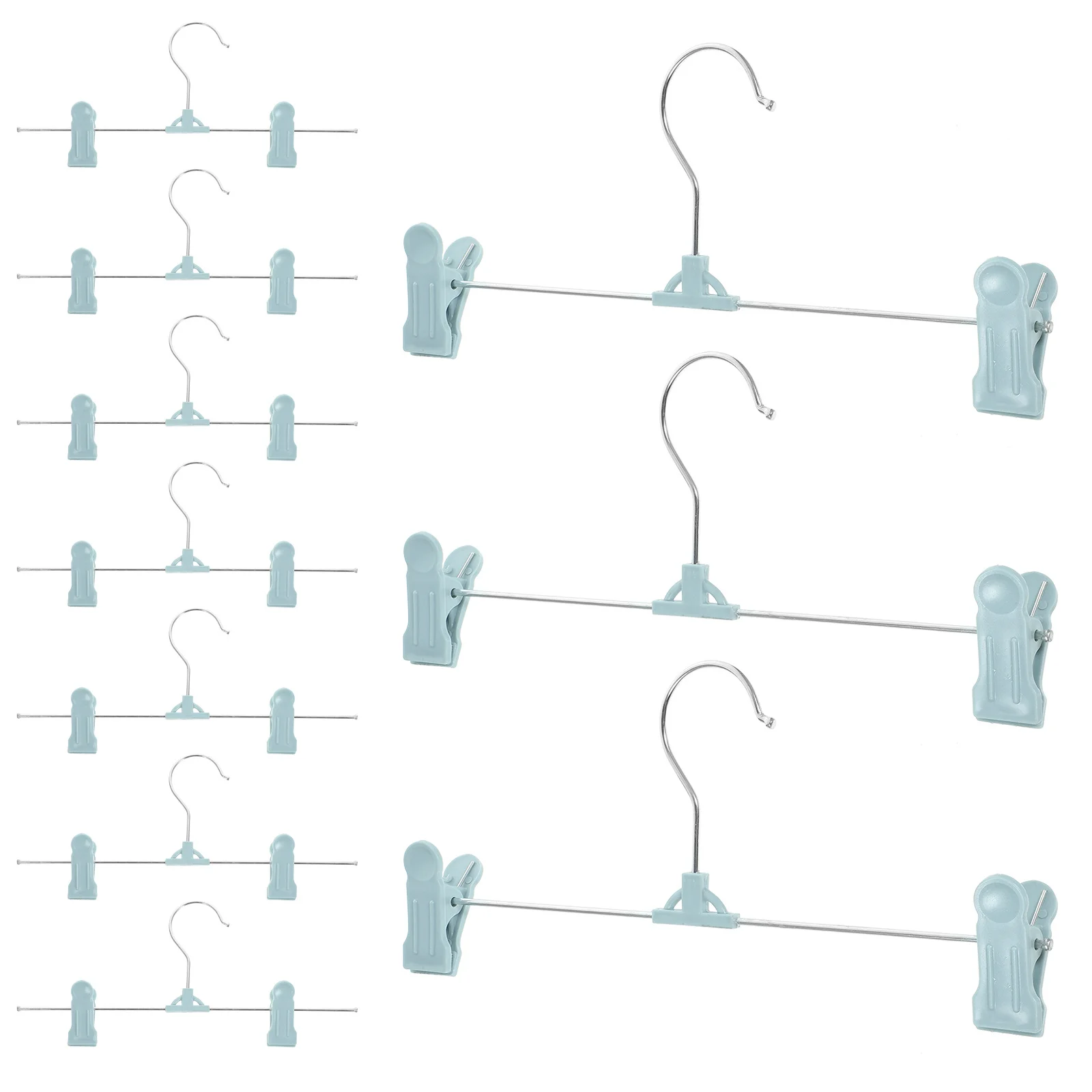

10pcs Nonslip Pants Hangers Adjustable Clips Strong For Jeans Skirts Space Saving Closet Storage Hangers Household