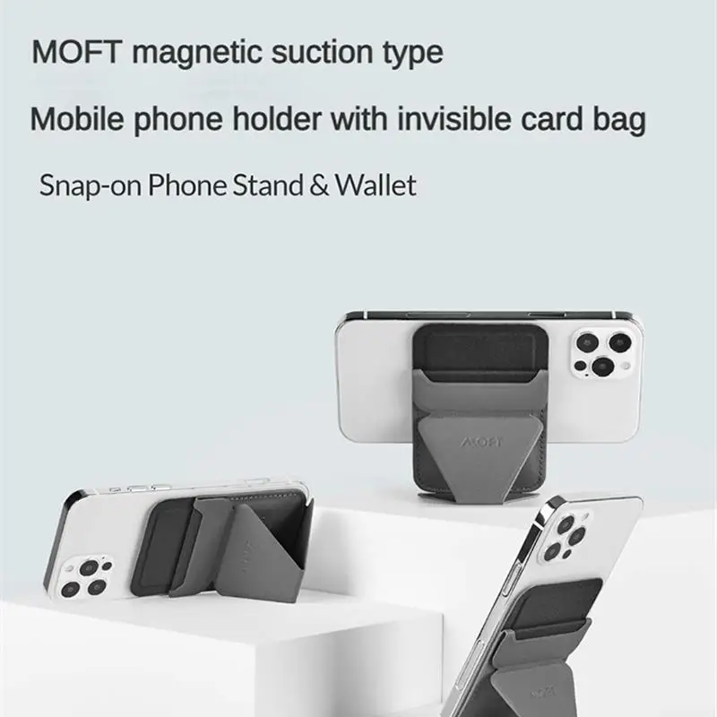 

Подставка для телефона с магнитным держателем для карт — тонкий и складной чехол-бумажник для iPhone 14/13 — поддерживает беспроводная зарядка с MagSafe