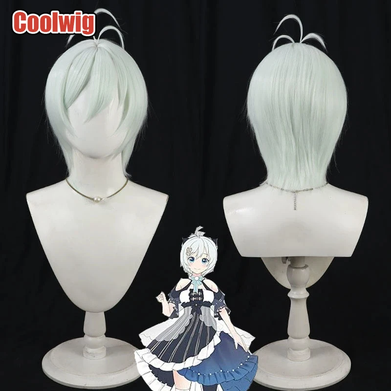 Coolwig Synthetic Hair Dennou Shojo Shiro Cosplay Wigs Virtual YouTuber Dennou Shojo Shiro 30cm Light Green Wig Heat Resistant