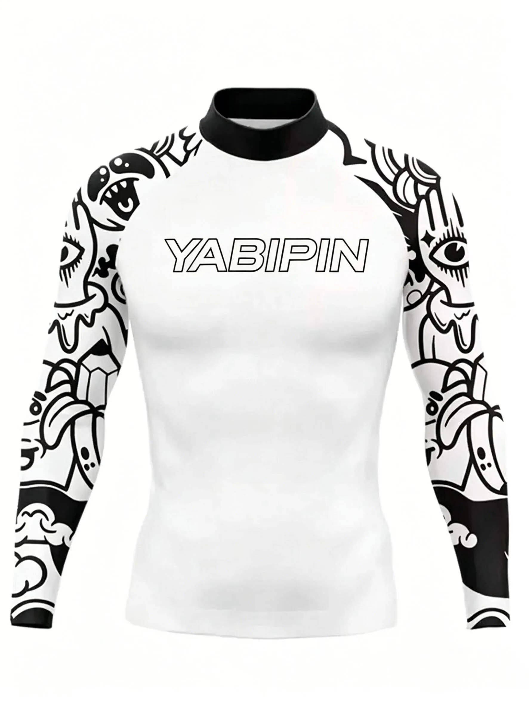 

Men‘s Long Sleeve Surf Shirt, Stand Collar Breathable Quick Dry Lightweight Surfing Top