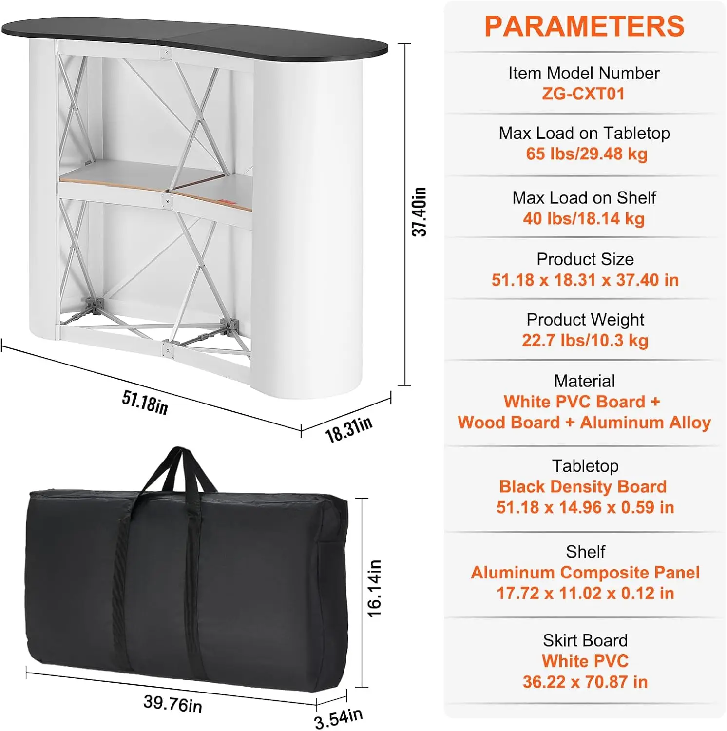Portable Tradeshow Podium Table, 51.18