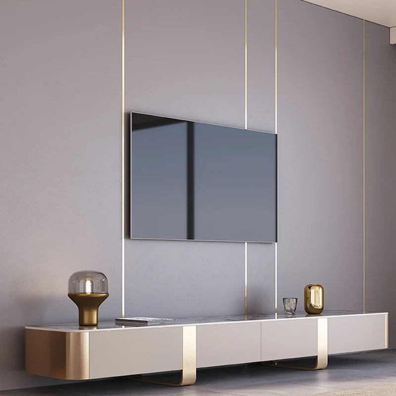 حامل تلفزيون فاخر مصمم على الأرض لغرفة المعيشة، شاشة طاولة تلفزيون عالمية، أثاث جمالي بسيط من Archivadores العصري