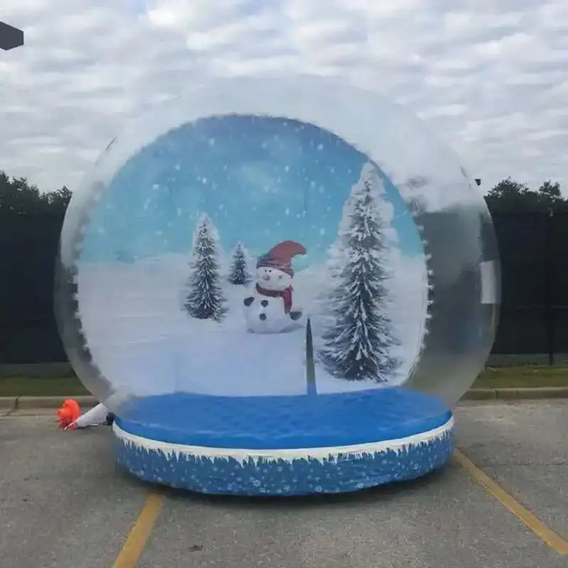 Giant Globe Photo Booth Replaceable Background Outdoor Iatable Snow Ball Balloon For Christmas Decoration