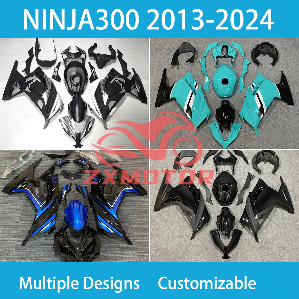 Full Fairing Kit NINJA 300 2013 2014 2015-2024 Motorcycle Customized Shell Fairings for KAWASAKI EX300R 13-20 21 22 23 24