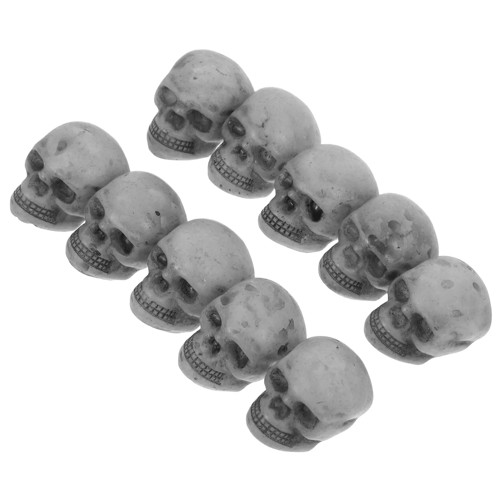 10Pcs Resin Skull Head Decoration Mini Skull Statue Halloween Gothic Ornament Dollhouse Bar Home Table Festive Mini Prop