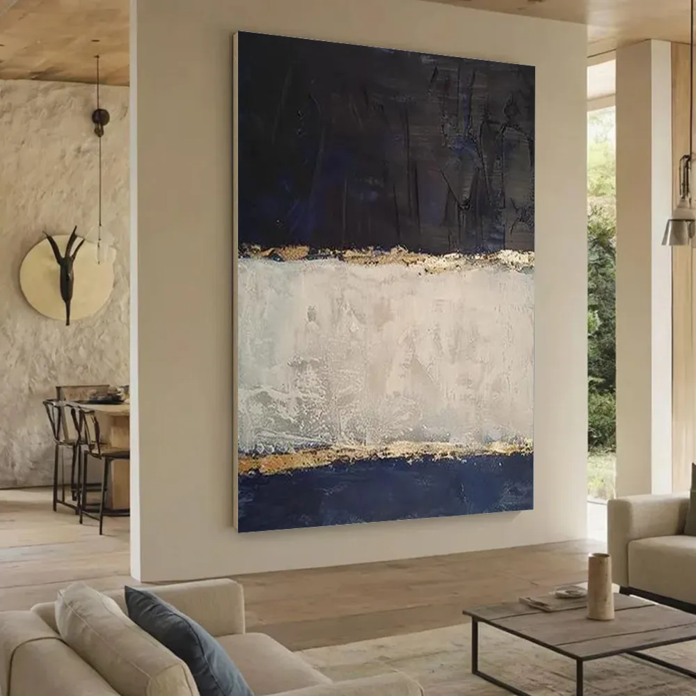 

100% Handmade Gold Foil Thick Abstract Oil Painting On Canvas High Quality Modern Salon Painting Living Room Decor Wall Art Gift
