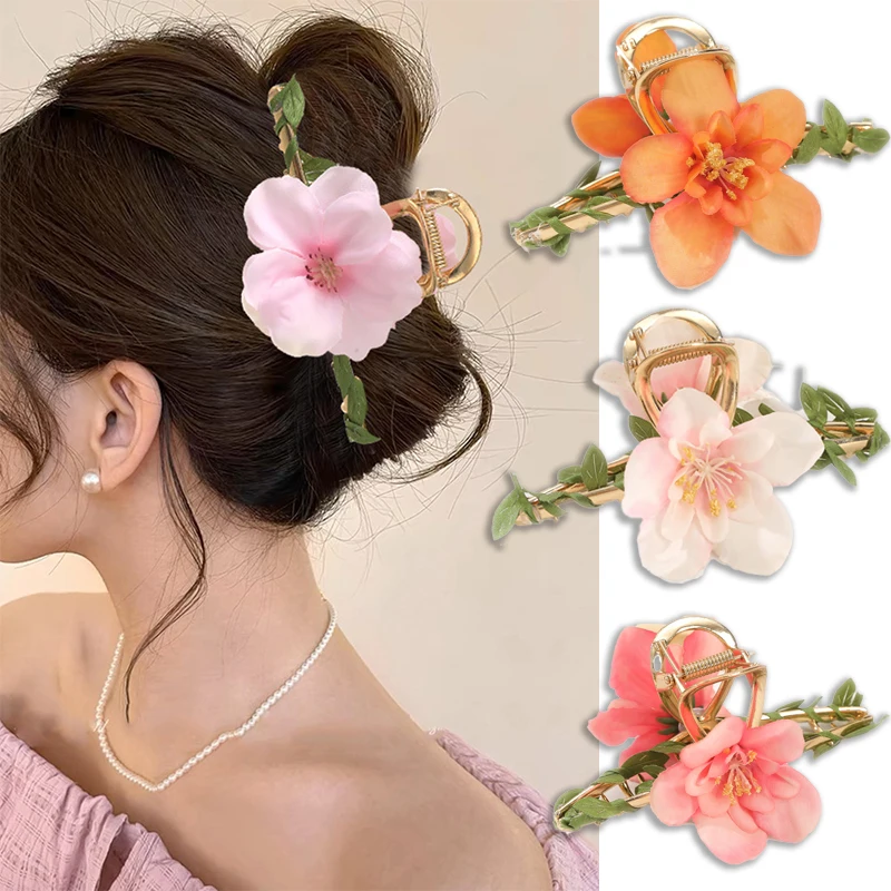 

Lily Hair Clip Women Big Tulip Nonslip Hair Barrettes Ladies Korean Trendy Simulation Floral Metal Clips For Thick Thin Curly