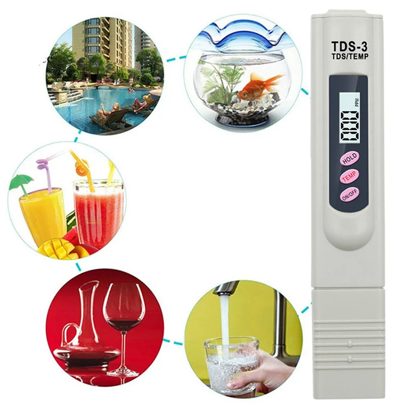 Handheld TDS Digital Water Tester Water Test Pen Water Quality Analysis Meter Water Purity Check 0-9999 ppm Measurement