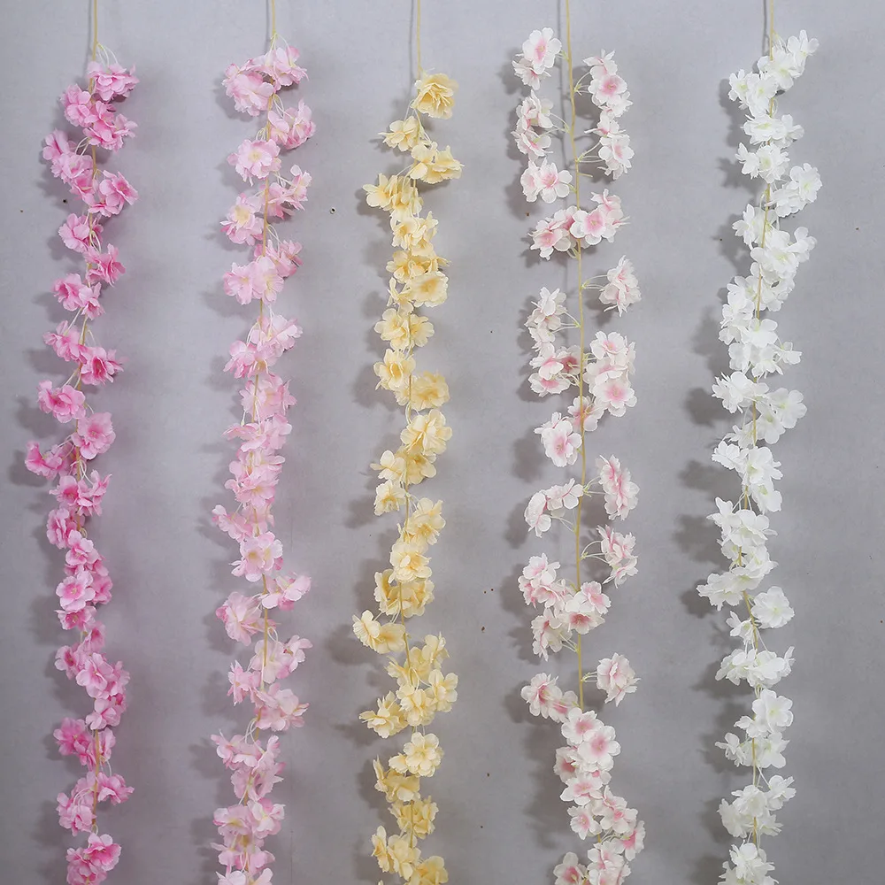 

1.8M Peach Blossom Rattan Artificial Flowers Vine for Wedding Home Room Decoration Vine for Outdoor Decor and Accessories