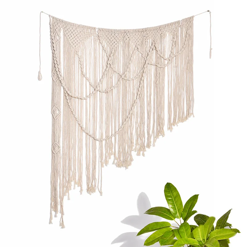 Macrame Bohemian Tapestry Hand-woven Cotton Rope Wall Hanging Tapestry Living Room Door Curtain Wedding Background Decoration