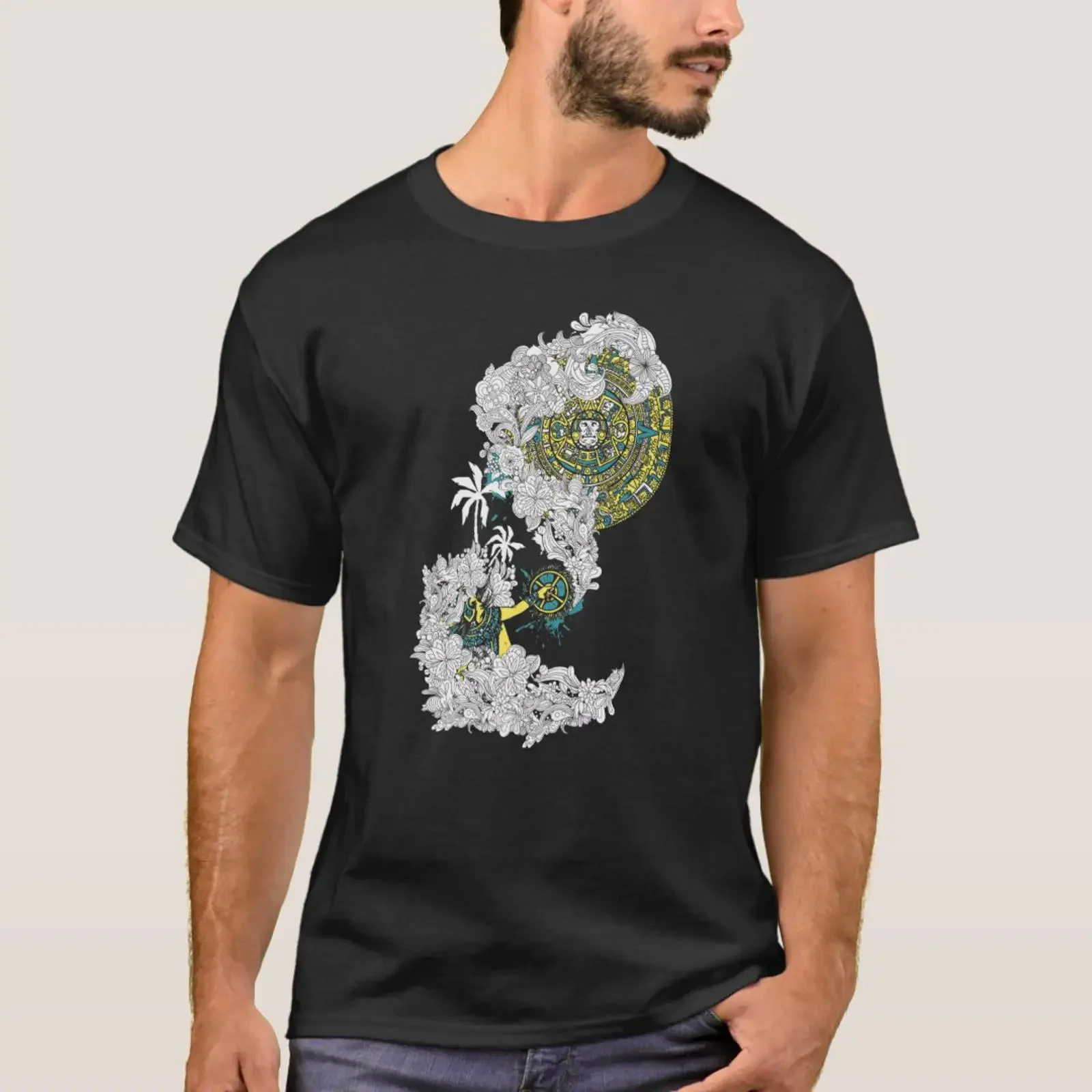 Aztec T Shirt vintage Washed Breathable Soft homme Top For Everyday Wear Slightly fashion streetwear designer clothes Stylish