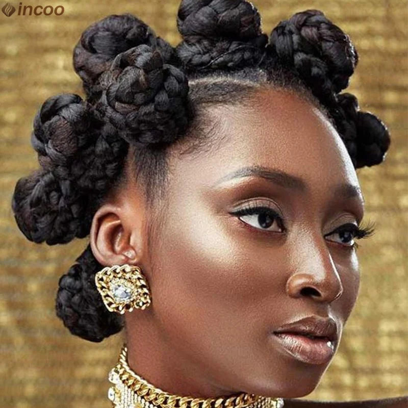 Summer Synthetic Bantu Knots Cornrows Braided Wigs Knotless Large Box  Braids Wig Full Lace Wig For Black Women Handmade Twists