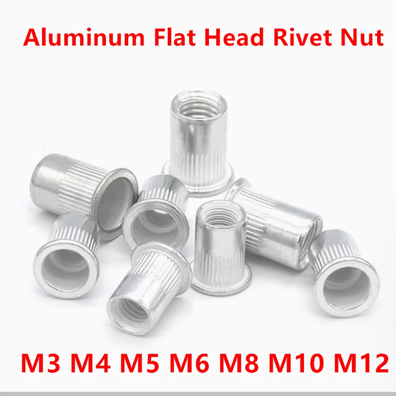 Rivet nuts M3 M4 M5 M6 M8 M10 m12 Aluminum Flat Head Threaded Rivet Insert Nutsert Cap Rivet Nut