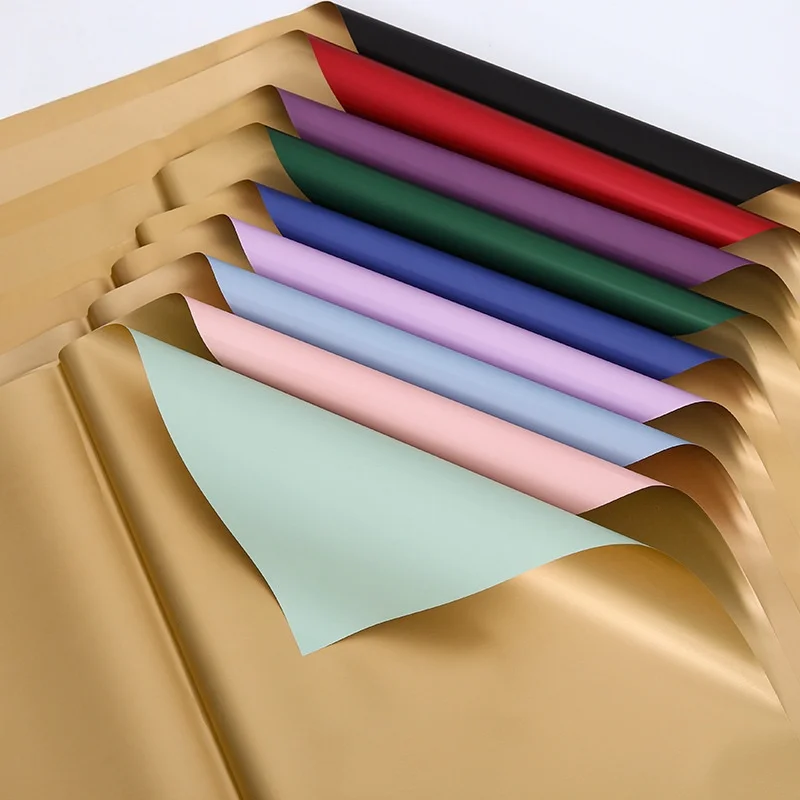 

20pcs 58x58cm Gold Side Flower Wrapping Paper Korean Style Bouquet Packaging Material for Wedding Birthday DIY Decor