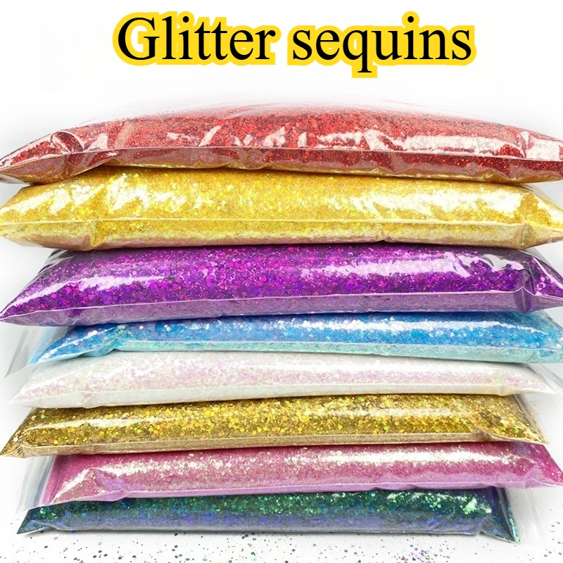1Kg Glitter Sequins Flowing Sand Rainbow Color Creative Crystal Mud Production Art Painting/handicraft Decoration Mixed Powder
