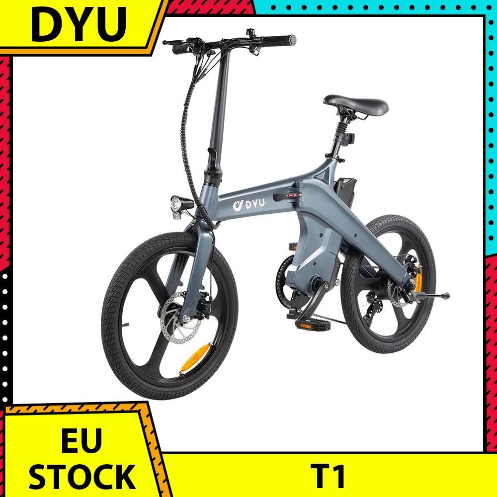 DYU T1 Foldable Electric Bike Torque Sensor 36V 250W Motor Ebike 25km/h Max Speed 10Ah Battery 20 Inch Tire Electric Bicycle