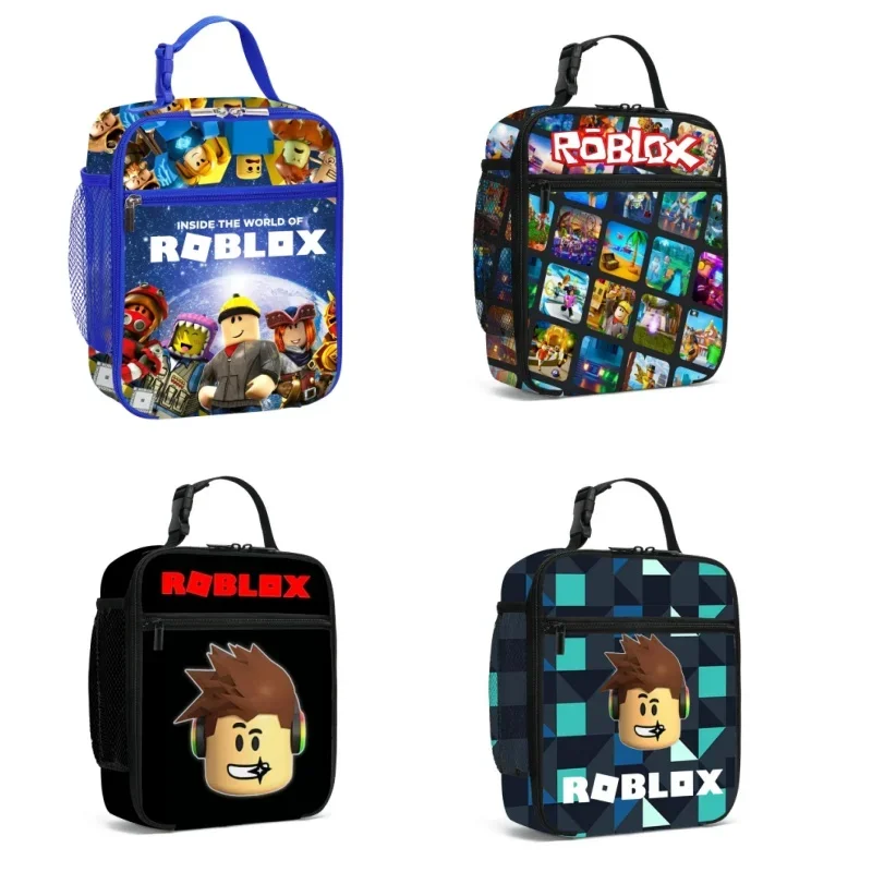 Bolsa de almuerzo bidimensional para niños de escuela primaria y secundaria, bolsa de hielo de animación, caja de almuerzo periférica, nuevo juego ROBLOX