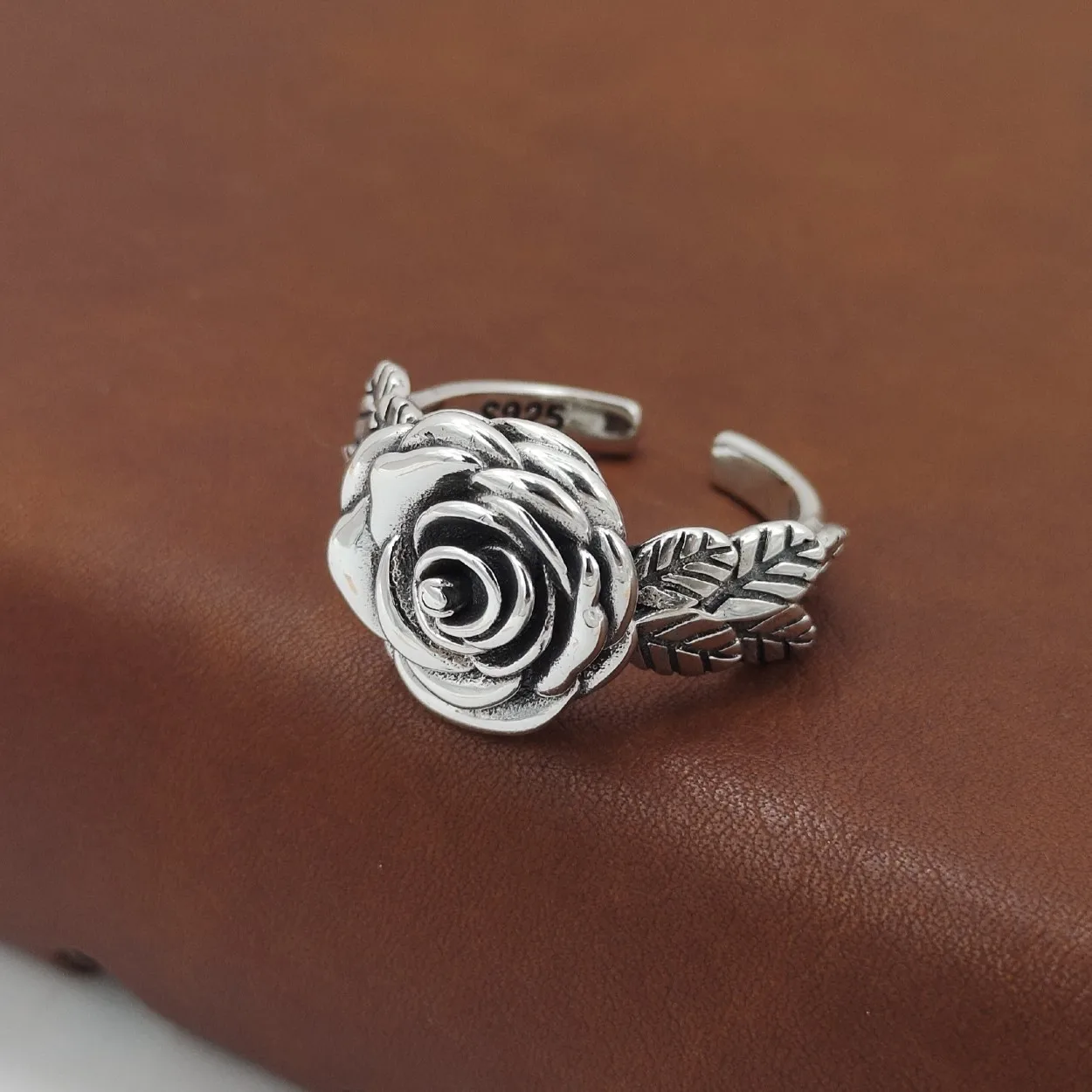 Seiko silver jewelry  sterling silver original rose ring female ins trendy special-interest design simple style retro open mouth