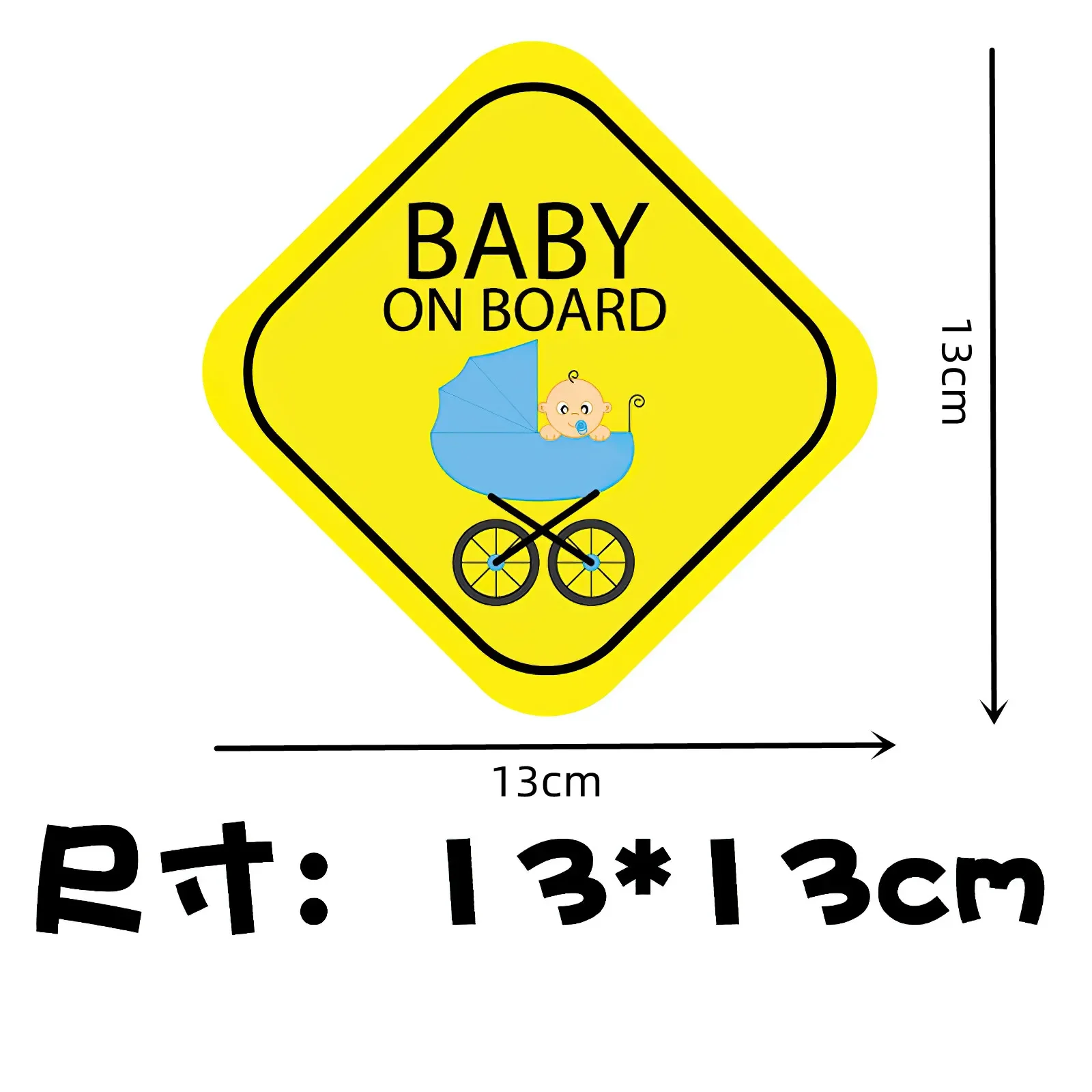 New Design Auto Parts Warning Sticker BABY ON BOARD Baby Nick Shade with Stroller Magnetic Window Decal Car, 13cm