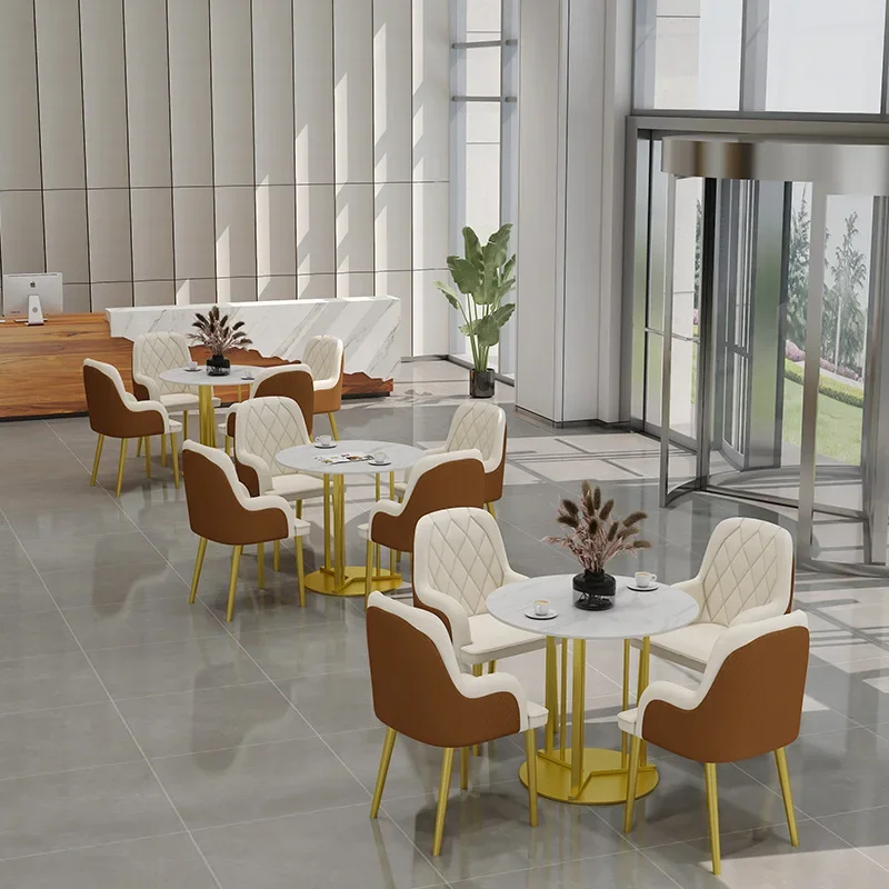 

Luxury Hotel Coffee Table Chair Set Dining Chairs Creative Casual Negotiation Sofa Dining Table Restaurant Furniture