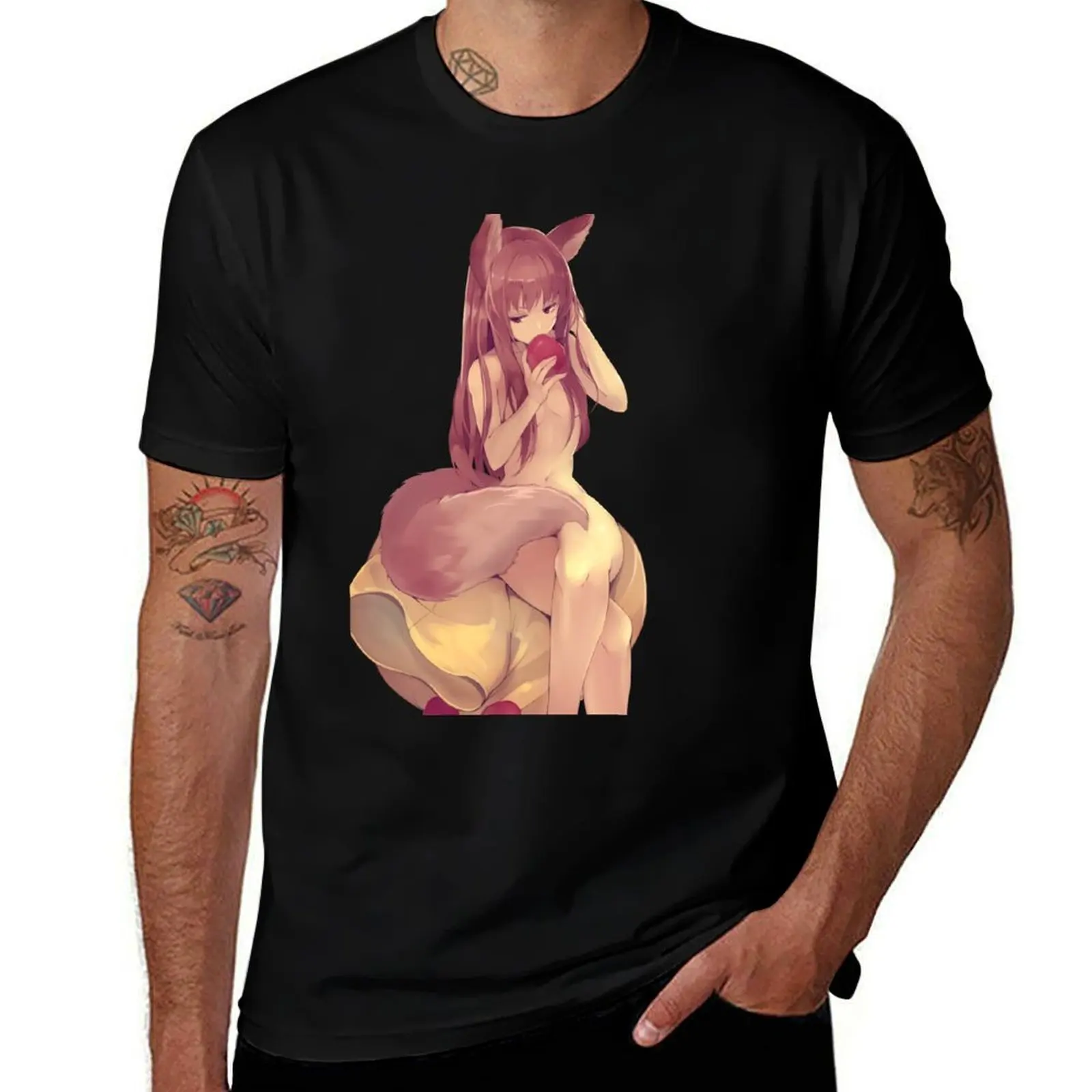 Camiseta de regalo con estampado de chica anime Spice and Wolf de Holo, top de manga corta con estampado que combina con todo