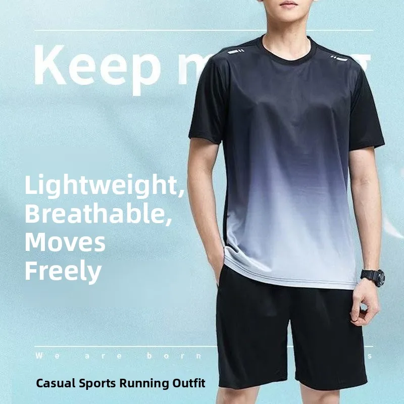 

Lightweight Quick Dry Short Sleeve Fitness Running T-Shirt Basketball Training Suit Men's Sportswear Set Casual Summer Outfit