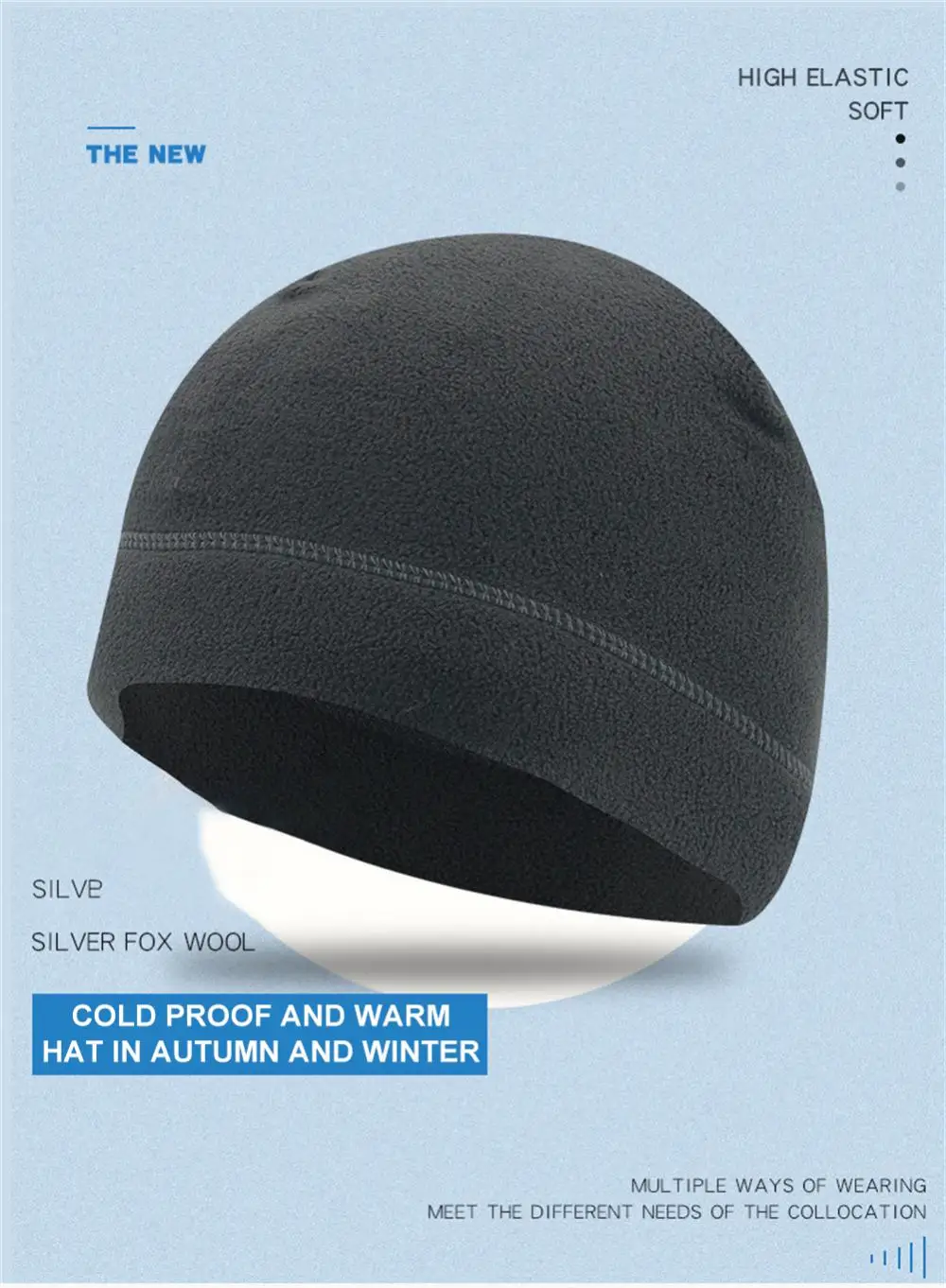 Fleece-Laufmütze, Sport-Wintermütze, weich, dehnbar, Fitness, warm, Snowboard, Wandern, Radfahren, Ski, winddichte Mütze für Herren und Damen – Detail 1
