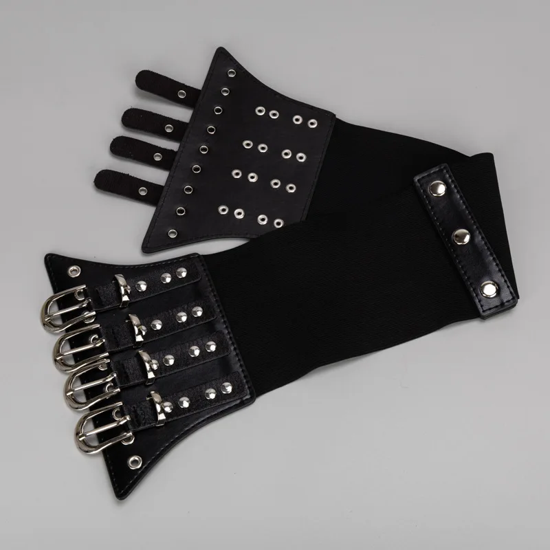 여성용 신축성있는 허리띠 버클 스터드 장식 겉옷 여성용 거들 프레스 버튼 연결 Cummerbund 의류 액세서리