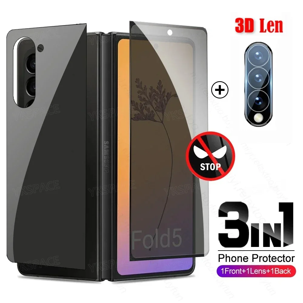 

Front Back 3D Len Privacy Anti Spy 9H Tempered Glass For Samsung Galaxy Z Fold 6 5 4 3 2 W24 W23 W22 HD Clear Screen Protector