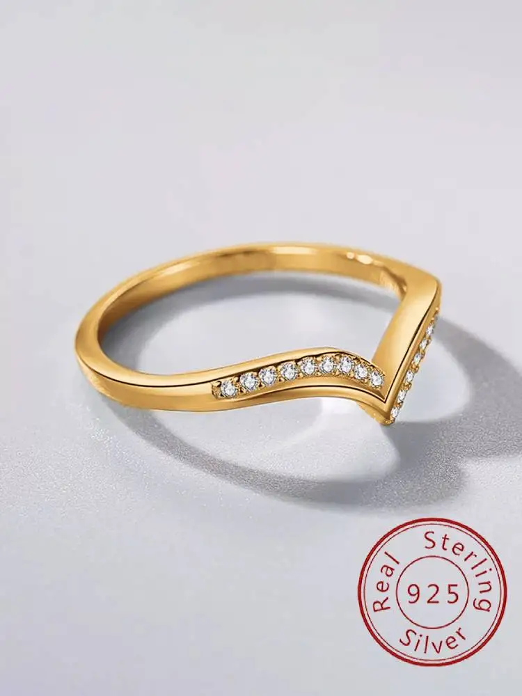 925er-Sterlingsilber, modischer, wunderschöner V-förmiger Zirkon-Ring für Damen, Jahrestag, Hochzeit, Party, Alltag, luxuriöser edler Schmuck