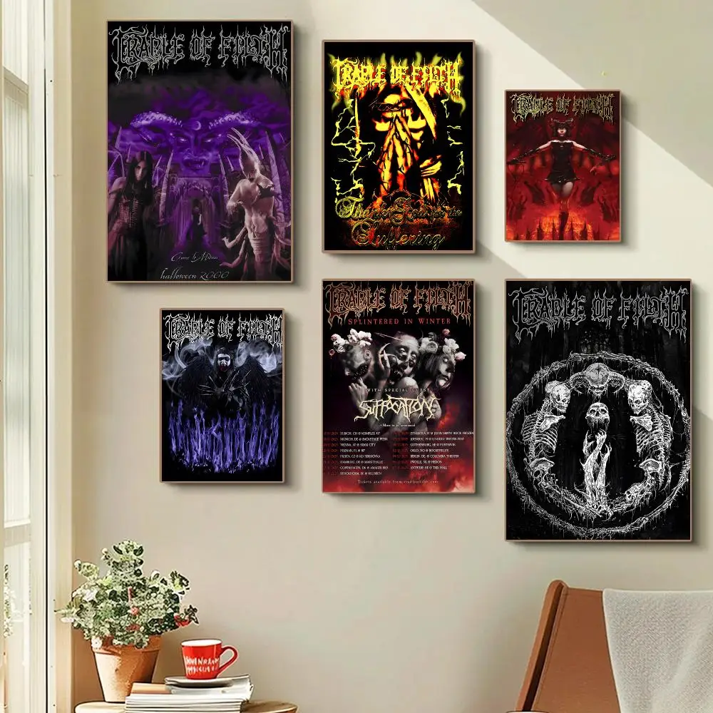 Cradle of Filth Band Black Metal Poster Self-adhesive Advanced Aesthetic Printing Paper Wall Art for Living Room Home Decor