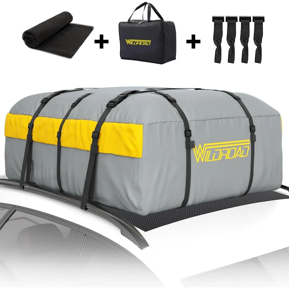 

WILDROAD Car Roof Bag Rooftop Cargo Carrier, 21 Cubic Feet Waterproof Roof Luggage Cargo Carrier Bag with Anti-Slip Mat for All