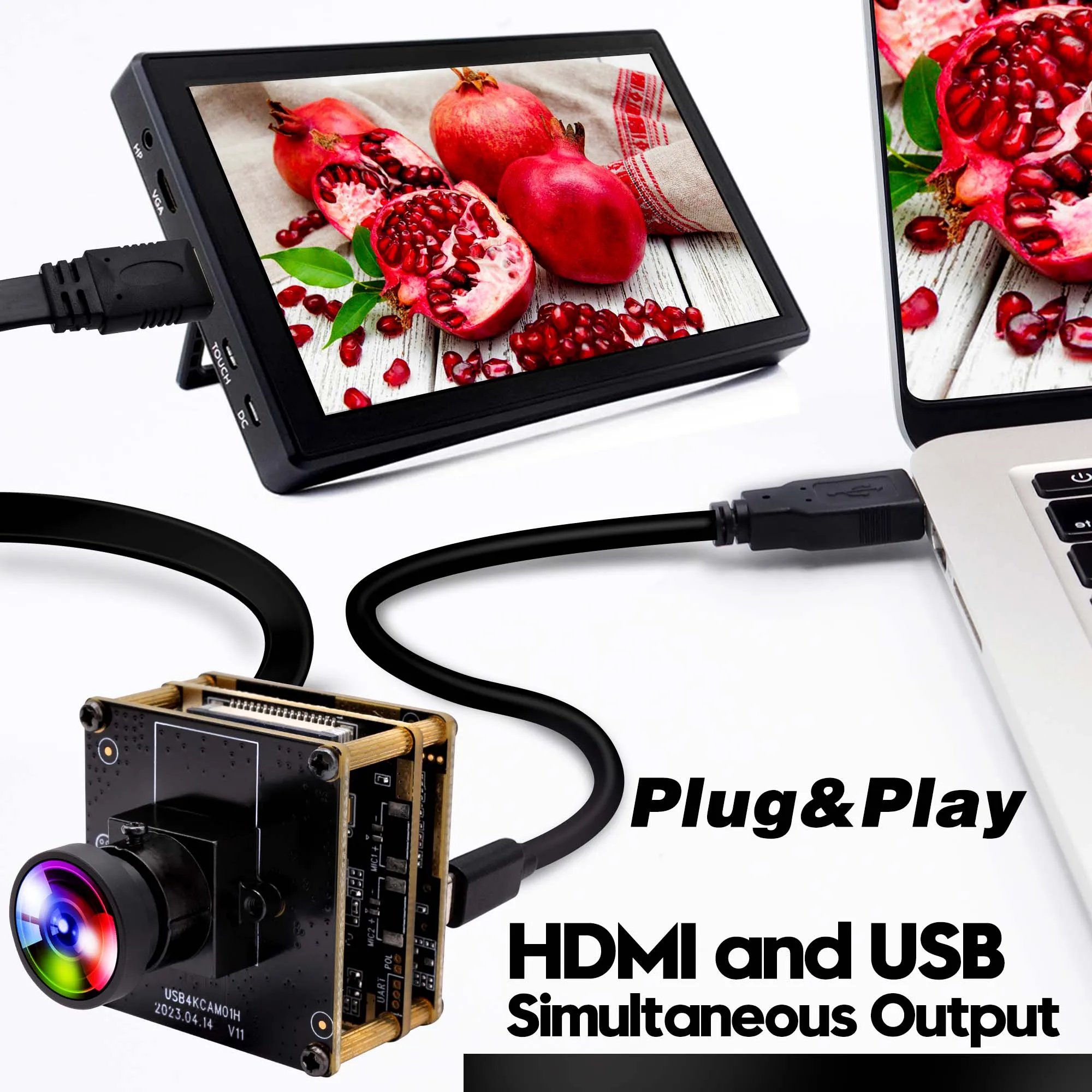 4K HD MI USB Camera Module 30fps IMX415 H.265 2X Digital Zoom Mini USB Video Web Camera with 120Degree Lens for PC Projector