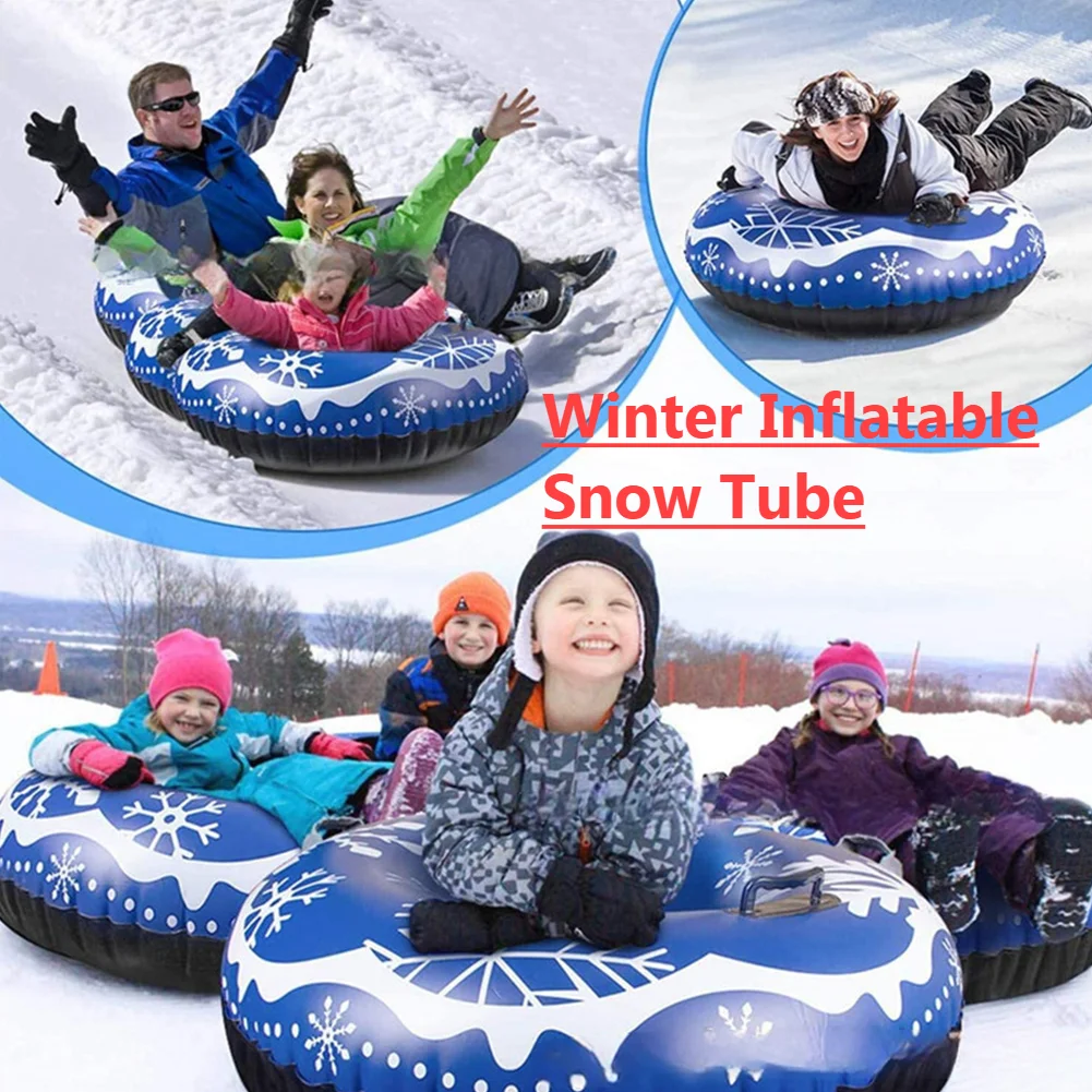 Inflatable Snow Sled with Handles Thickened Winter Tube Waterproof Inflatable Skiing Circle Rings Outdoor Sports Games Kids Toys