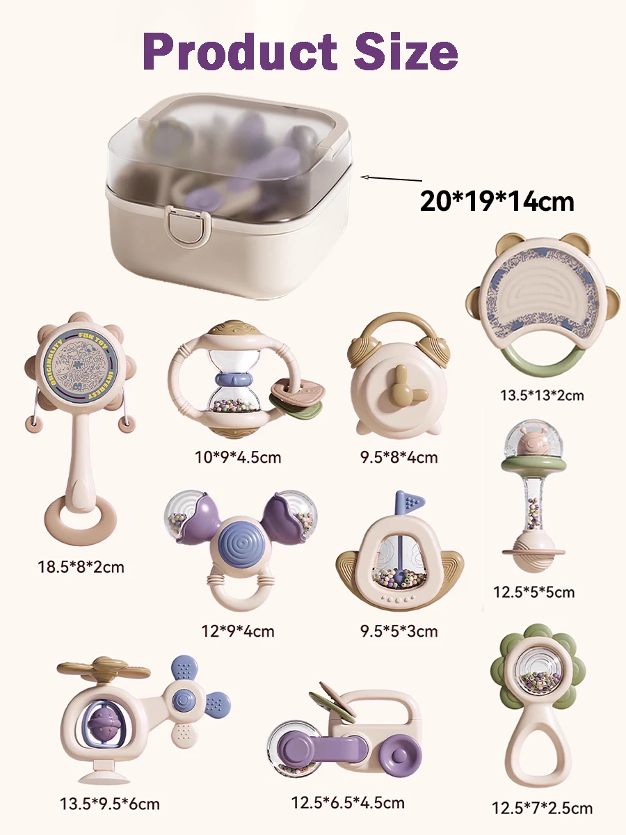 ชุดของเล่นเขย่ามือและยางกัดสำหรับเด็กทารก 10 ชิ้น ของเล่นเด็กอายุ 6 เดือนขึ้นไป ยางกัด ของเล่นเขย่ามือ ของเล่นเสริมพัฒนาการสัมผัส ผิวสัมผัสนุ่ม ของขวัญสำหรับเด็กแรกเกิด