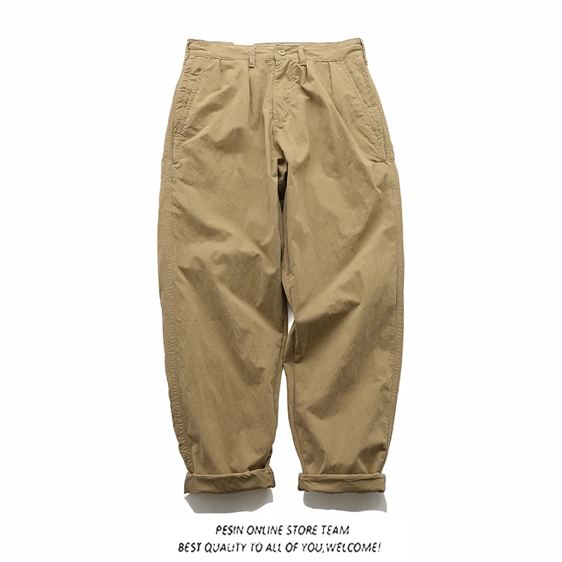 

CityBoy Japanese Style Loose Fit Double Pleat Workwear Pants Outdoor Multi-Pocket Casual Trousers for Men Trendy Youthwear