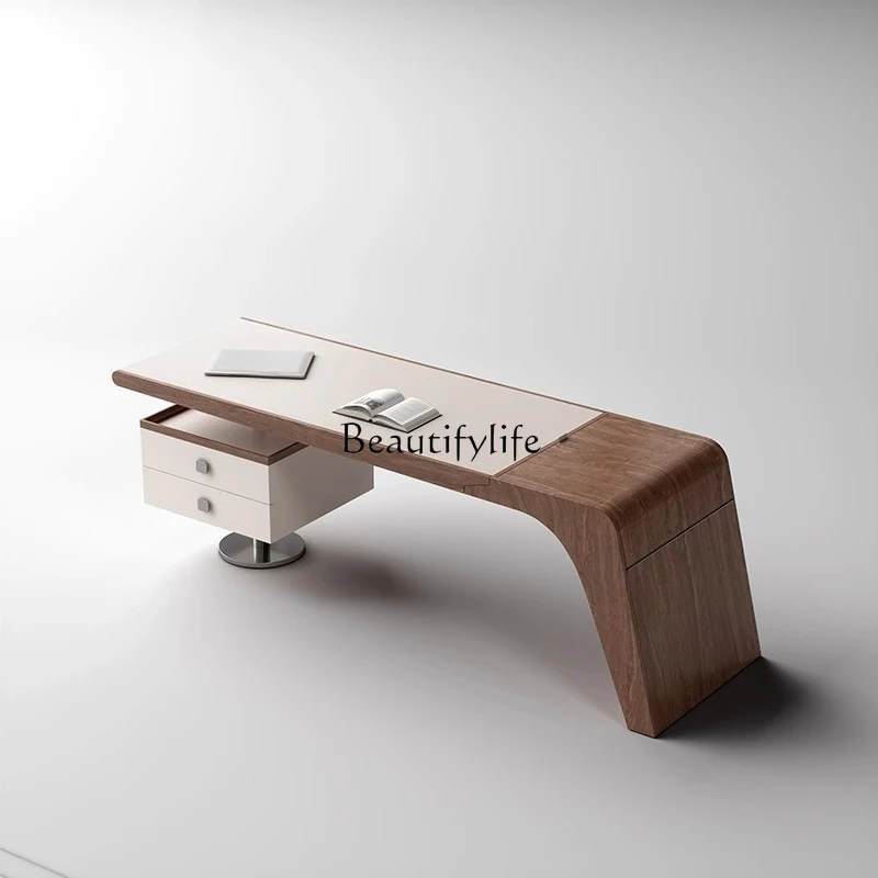 

Italian minimalist modern light luxury boss antique desk solid wood computer desk