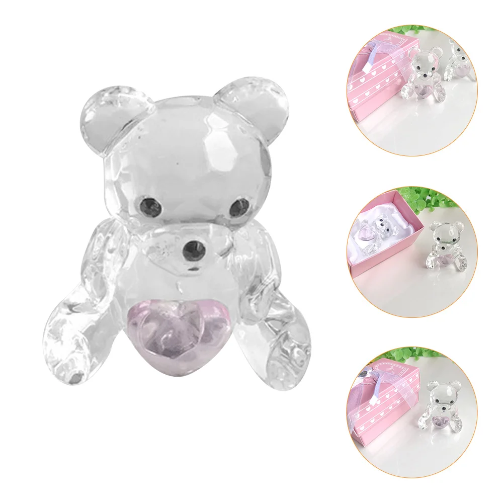 Crystal Bear Tabletop Ornament Baby Car Accessories Ornaments Adornment Animal Desktop Gift White Accessory