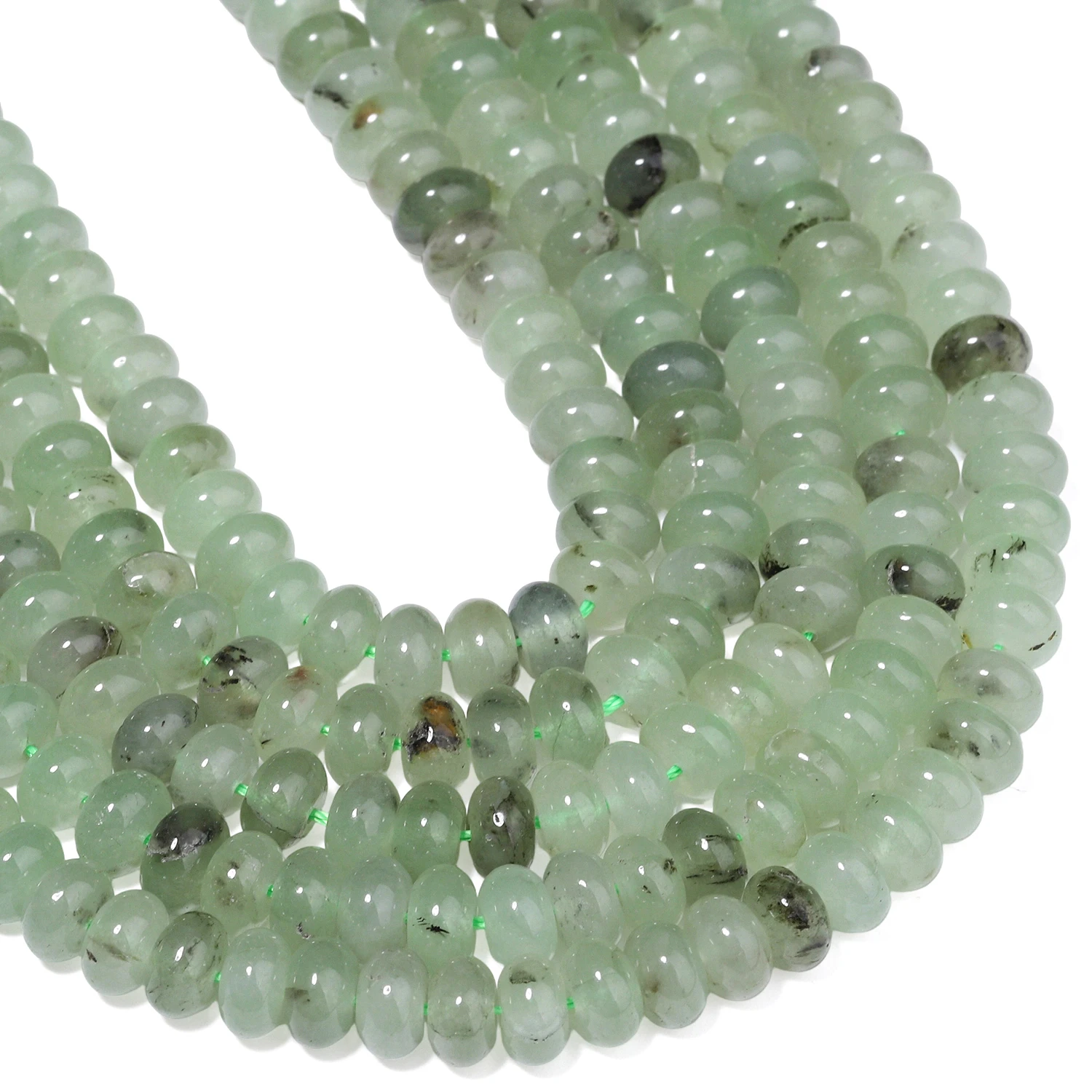 5x8mm Rondelle Natural Stone Prehnite Jade Beads Abacus Spacer Beads for Jewelry Making Supplies Diy Bracelets Accessories 15''