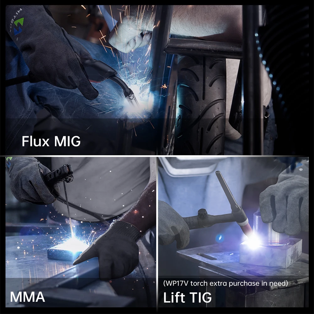 HITBOX MIG Welding Machine 220V 50/60Hz HBM1200 3 in 1 Semi-Automatic Inverter Welder Large Display ARC/MIG/Lift TIG Gasless Soldering Outdoor Home