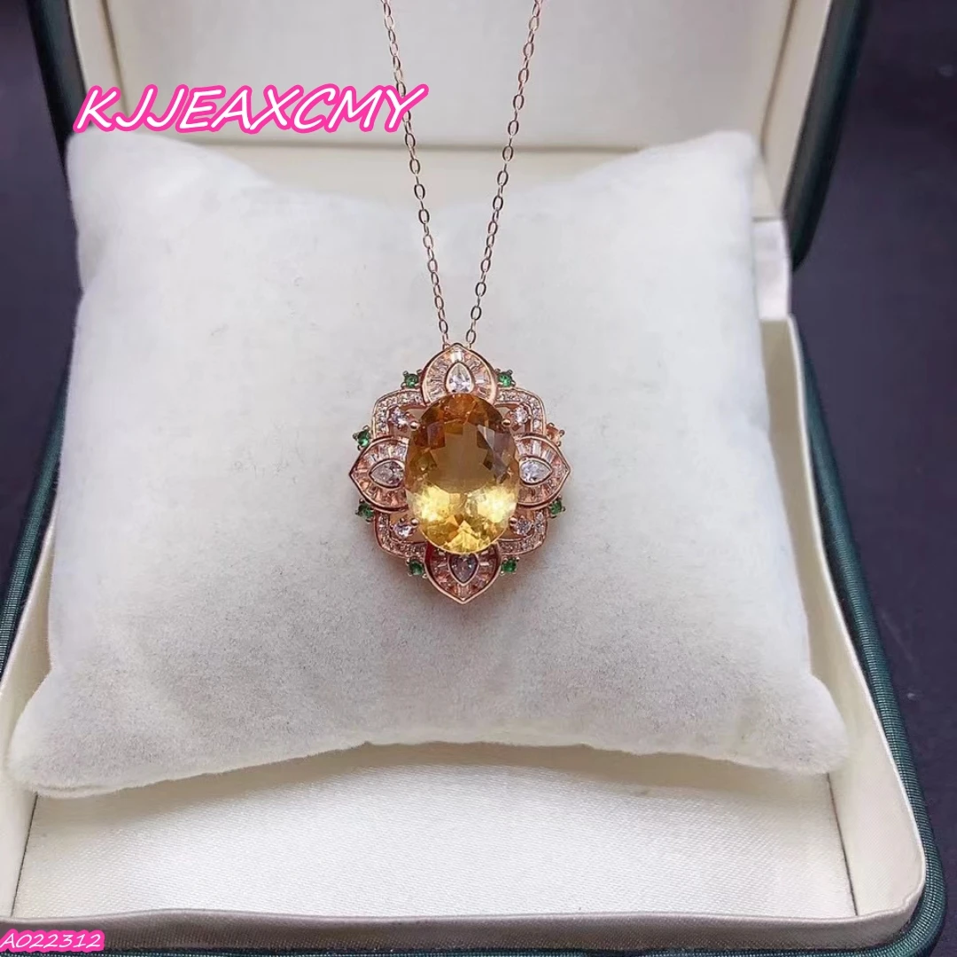 

KJJEAXCMY Boutique Jewelry 925 Sterling Silver Natural Gemstone Yellow Crystal Wedding Pendant Party Birthday Christmas Gift