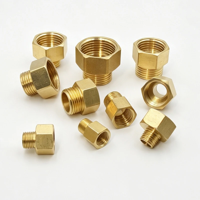 1/8" 1/4" 3/8" 1/2" Messing-Rohrverbinder mit Außengewinde auf Innengewinde, Messing-Kupplungsadapter, Gewindefitting – Detail 3