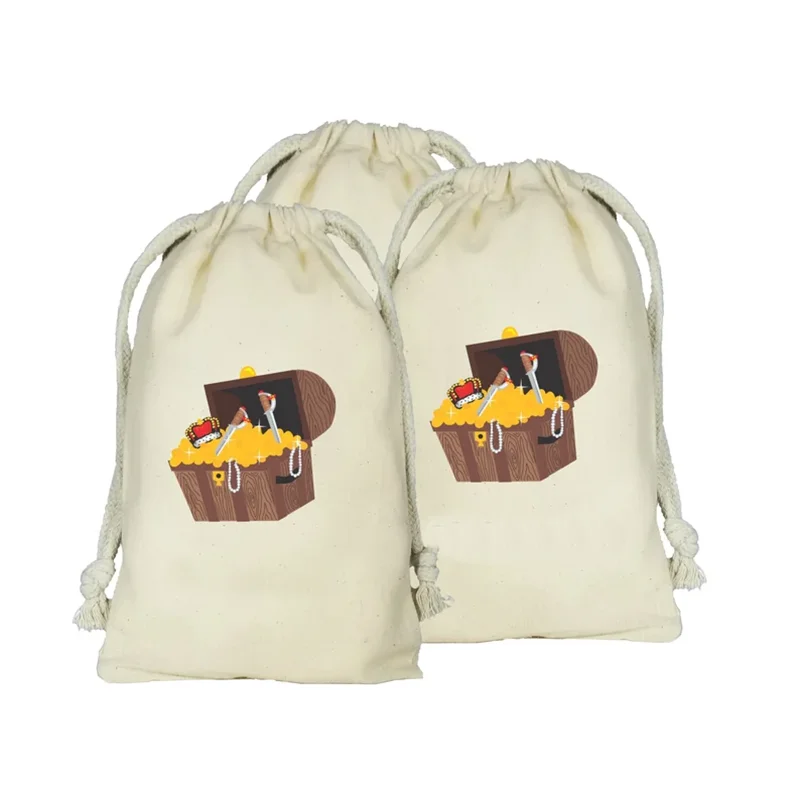 3 Pcs Party Favor Drawstring Bags Pirate Booty Bag Favor Bag Brithday Bacholer Party Pirate Theme Party Decoration Pirate Favors