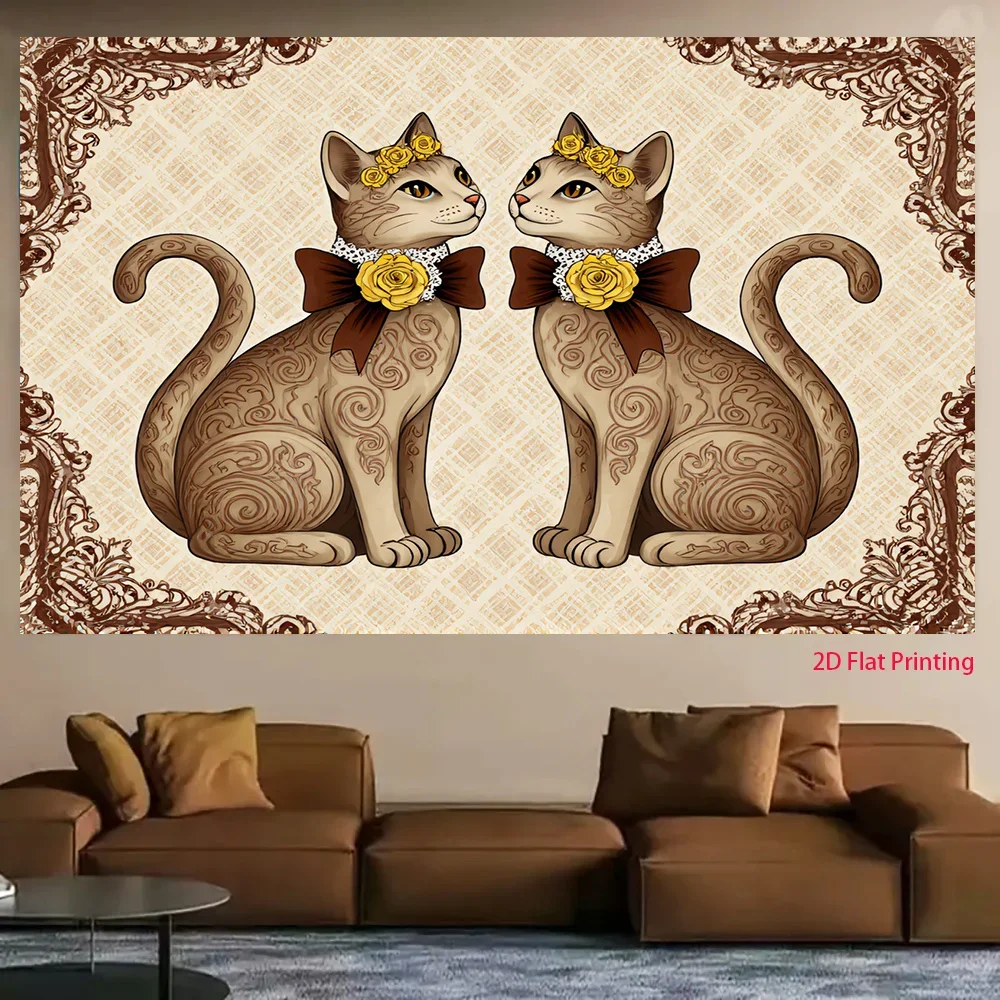1 piece of 2D flat banner - Cat's Elegant Kiss, UV printing - Suitable for festivals, studios, gardens and outdoor activitiesDJH