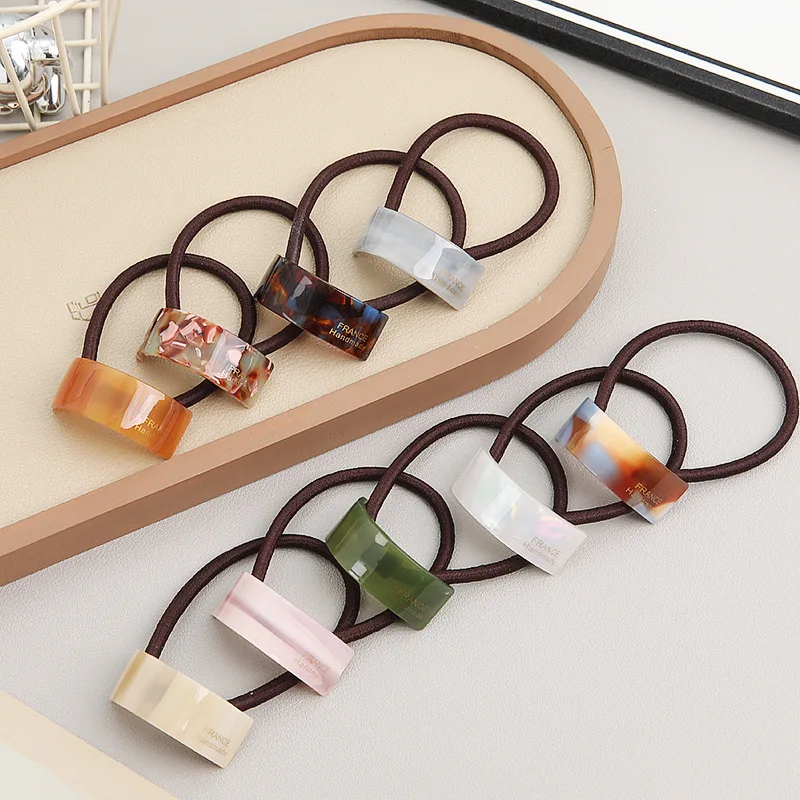 

Korean Simple Acetate Ponytail Holder for Women High Stretch Durable Premium Soft Non Damaging Elastic Daily Hair Accessory
