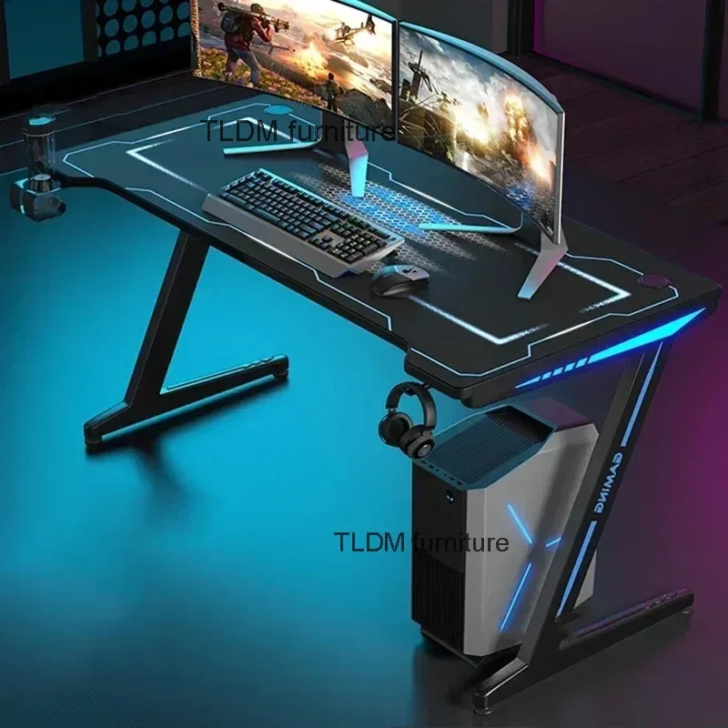 

Nordic Metal E-sports Table Desktop Computer Desks for Study Home Carbon Fiber Technology Sense RGB Gaming Desk and Chair Set T