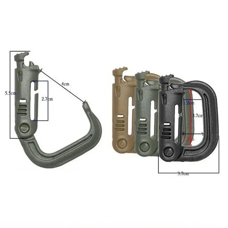 التكتيكية D-حلقة حلقة تسلق كليب مولي حزام مرفق سريع مزلاج السنانير على ظهره مشبك معلق للسفر في الهواء الطلق التخييم