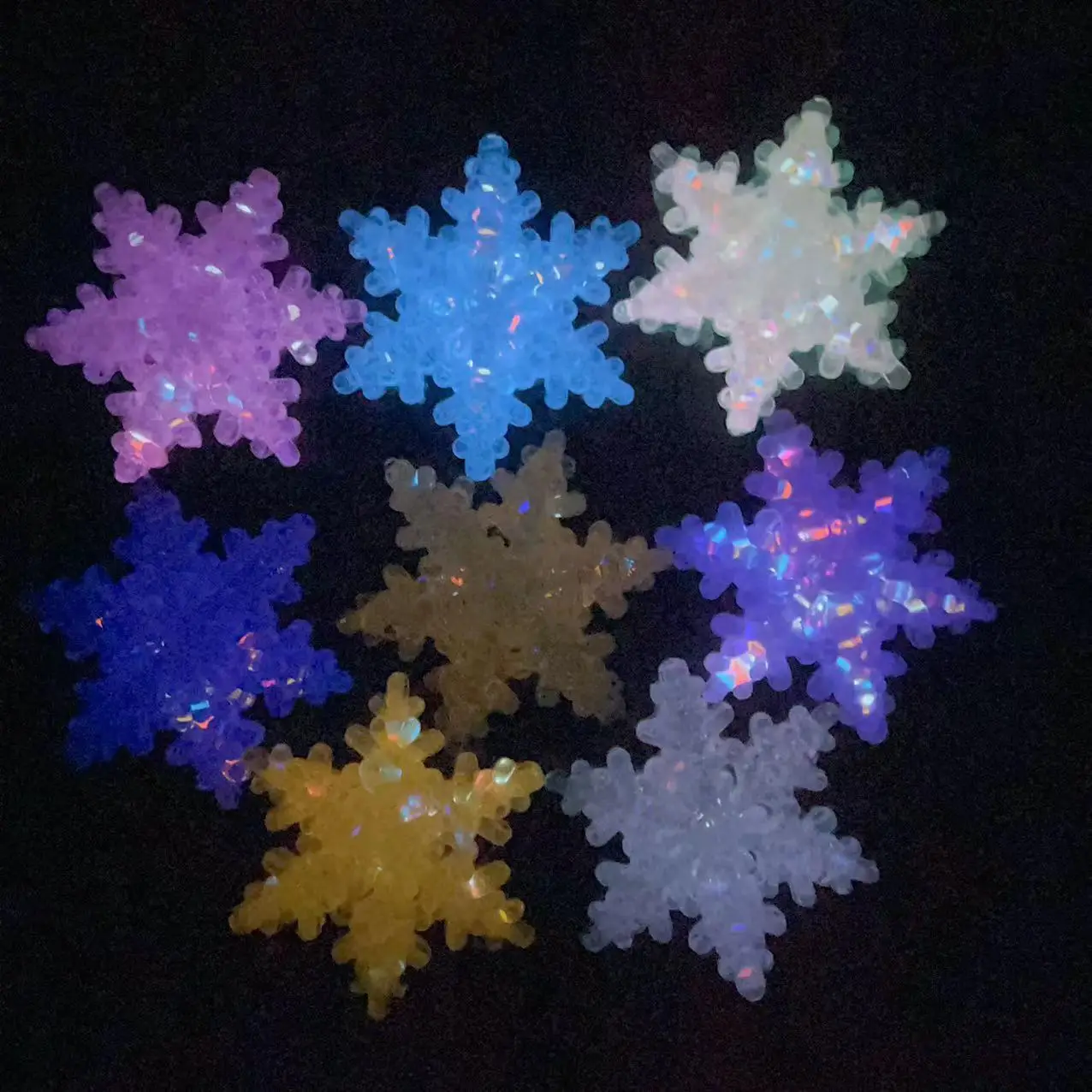 100PCS Single Color Snowflake Resin Sparkling 52M Handmade DIY Jewelry Luminous Tree Home New Year Christmas Decoration