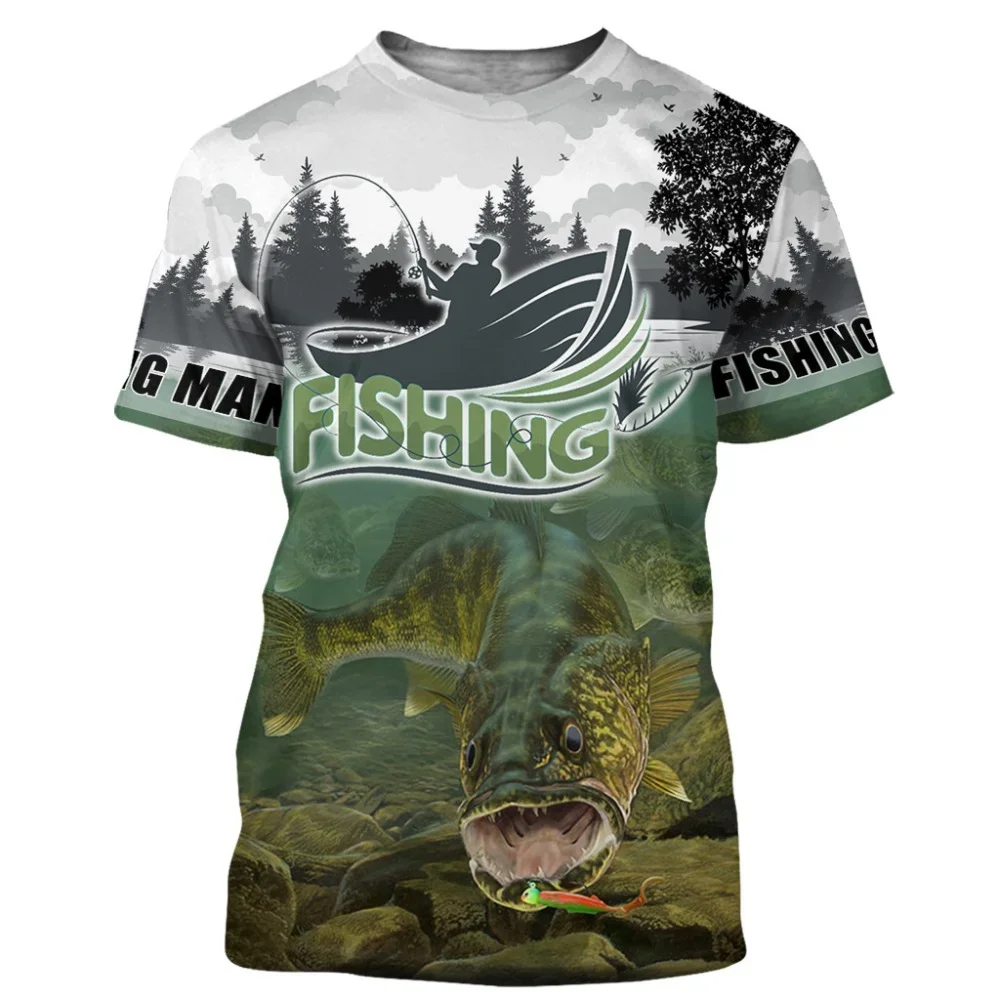 3D Printed T-shirt Fishing Men\'s Top New Casual Fashion Outdoor Sport Fishing Men\'s and Women\'s Loose Comfortable Short Sleeves