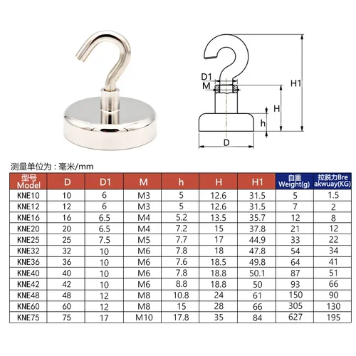 Imagen 2 del producto ZEXEF 10 Uds gancho magnético fuerte gancho dorado diámetro 20/25/36/42/48mm imanes de neodimio gancho hogar cocina lugar de trabajo, etc.